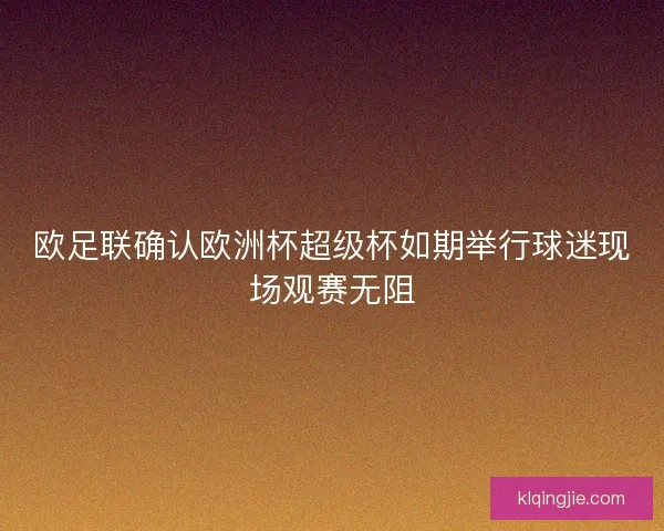 欧足联确认欧洲杯超级杯如期举行球迷现场观赛无阻