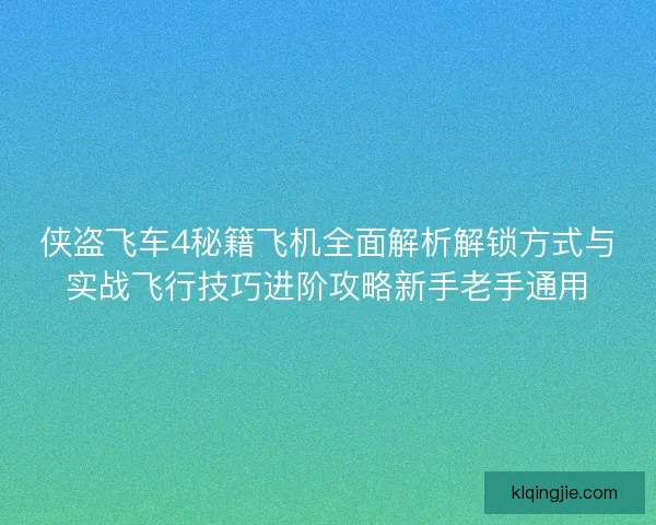 侠盗飞车4秘籍飞机全面解析解锁方式与实战飞行技巧进阶攻略新手老手通用