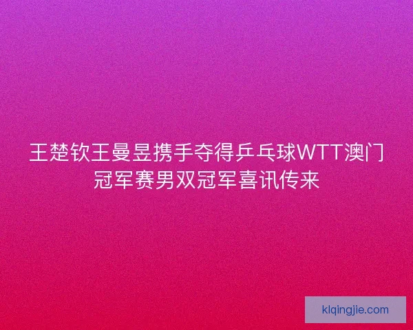王楚钦王曼昱携手夺得乒乓球WTT澳门冠军赛男双冠军喜讯传来